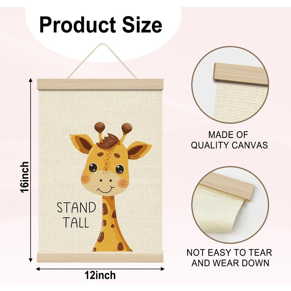 Cute Giraffe Wall Art Canvas Framed Nursery Bedroom Decor 12x16 Stand Tall Sign - Picture 5 of 5